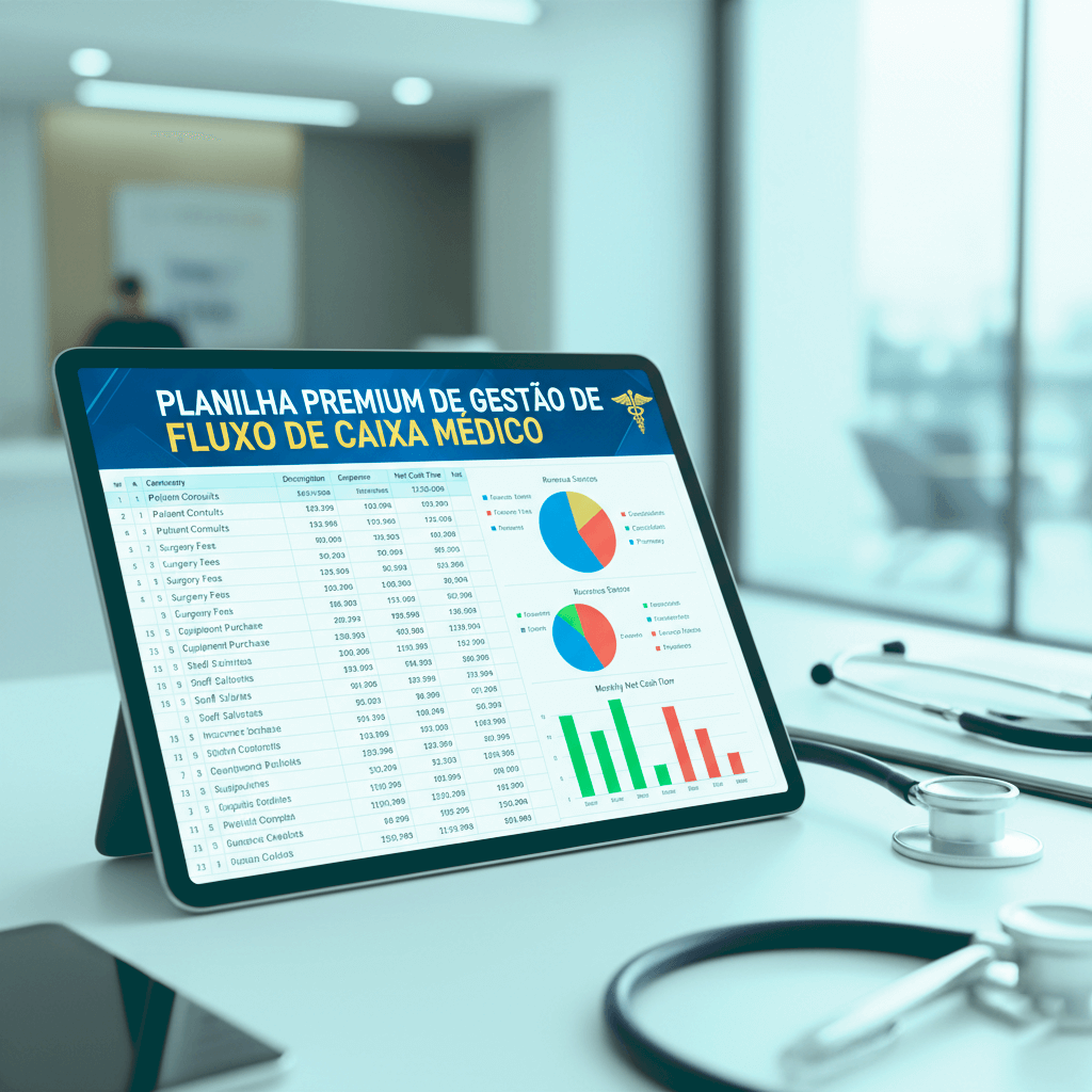 Planilha Premium de Gestão de Fluxo de Caixa Médico